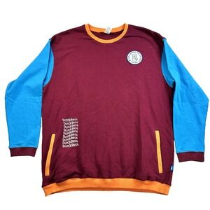 Mens Dutch Bros Coffee Sweatshirt Pullover Colorblock Patch Sz XL Rare Red Blue